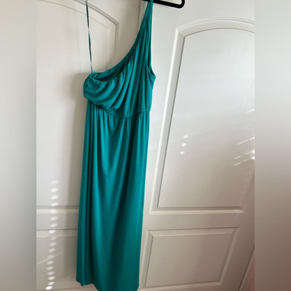 J CREW Vintage Thea One-Shoulder Grecian Dress in Emerald, Sz XXL - Picture 5 of 7
